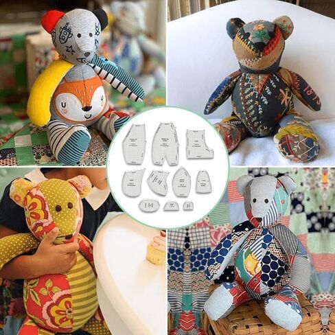 10 PCS Memory Bear Template Ruler Set with Instructions, Acrylic Quilting Template Cutting Set for Sewing Bear Pattern Template Home Sewing Art Craft Gifts(15 inch) in Kuwait