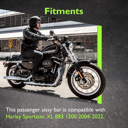 Mofun ارتفاع 31 بوصة سيسي بار مسند ظهر للركاب نمط حاد متوافق مع Harley Sportster XL 883 1200 2004-2022، أسود لامع in Kuwait