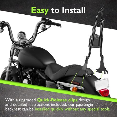 Mofun ارتفاع 31 بوصة سيسي بار مسند ظهر للركاب نمط حاد متوافق مع Harley Sportster XL 883 1200 2004-2022، أسود لامع in Kuwait