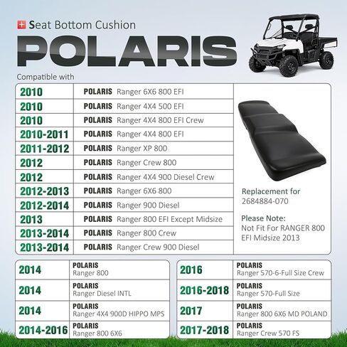 ALMULOO Seat Bottom Cushion Compatible with 2011-2018 Polaris Ranger 800 900 XP 500 570 Diesel EFI Replacement for 2684884-070 UTV Bottom Seat in Kuwait