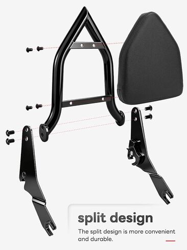 مسند ظهر للركاب قابل للفصل من Sissy Bar متوافق مع Harley Davidson Touring Electra Glide، Road King، Road Glide، Street Glide، Ultra Limited 2009-2025 (أسود) in Kuwait