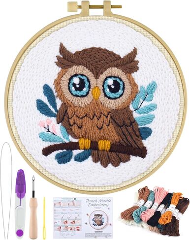 ERKOON Punch Needle Kit for Beginners Adults, DIY Easy Animal Embroidery Set for Starter Art Craft, Needling Punch Project with Patterns, Tools, Yarns, Hoop, Instruction (Duck) in Kuwait