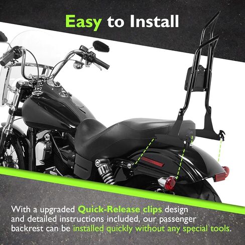 مسند ظهر Mofun مقاس 76.2 سم للركاب طراز Sissy Bar Sharp متوافق مع Harley Dyna Low Rider Street Bob FXDB/I Wide Super Glide 1993-2017، أسود لامع in Kuwait
