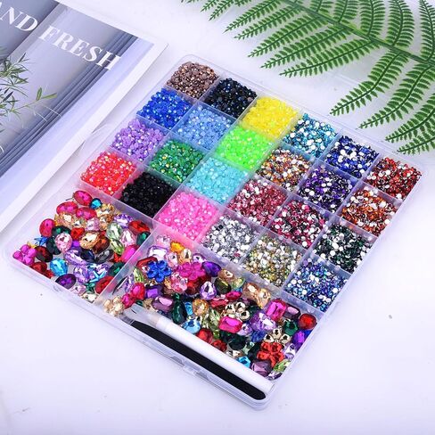 33 Styles Resin Jelly Rhinestones for Bedazzling, with 9 Different Kinds of Big gems,Multicolor 3mm Flatback Gems for Diamond Art, Nail Art Crafting Book Makeup in Kuwait