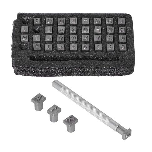 37Pcs Alphabet Punch Tool Set, Metal Stamping Kit with Fast Change Handle, Heavy Alloy Steel for DIY Leather Carving in Saudi Arabia