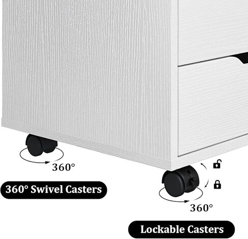 Panana 5/7 Drawer Mobile File Cabinet, Wooden Under Desk Storage with Wheels Office Organization Vertical Filing Chest of Drawers for Home Office (White, 5 Drawer) in Kuwait
