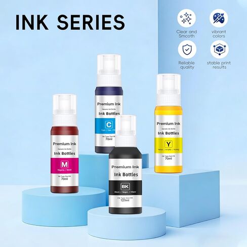 EPT502 High Capacity Refill Ink Bottle Compatible Epson EPT502 Ink Refill Bottles for Epson Eco Tank Et-2580 Et-3830 Et-2760 Printer Black Cyan Magenta Yellow (4 Bottles) in Kuwait
