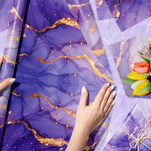 100 Sheets Purple Gold Marble Tissue Paper Purple Marble Swirl Pattern Gifts Wrapping Tissue Paper DIY Crafts Supplies for Birthday Wedding Baby Shower Party Decorations, 13.8 x 19.7 inches in Kuwait