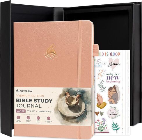مجلة فوكس الذكية لدراسة الكتاب المقدس طبعة مميزة كبيرة - مجلة قراءة الكتاب المقدس الموجهة ESV مع مطالبات تدوين الملاحظات - دفتر التعبدي والصلاة للنساء والرجال والمبتدئين، 7 × 10 بوصة (ذهبي وردي) in Kuwait
