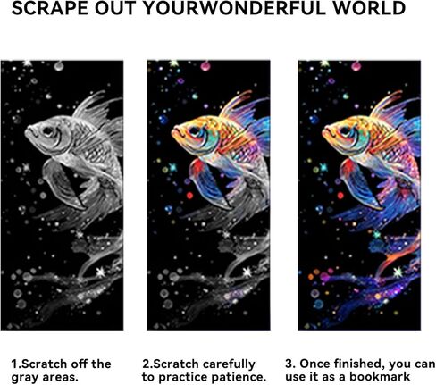 مجموعة لوحة رسم Glowing Scratch Art Rainbow - 36 ورقة كلاسيكية وحيوانية + 3 أقلام خدش خشبية | فن خدش الفويل | فن النقش على الفويل | سلسلة رسم الفن in Kuwait