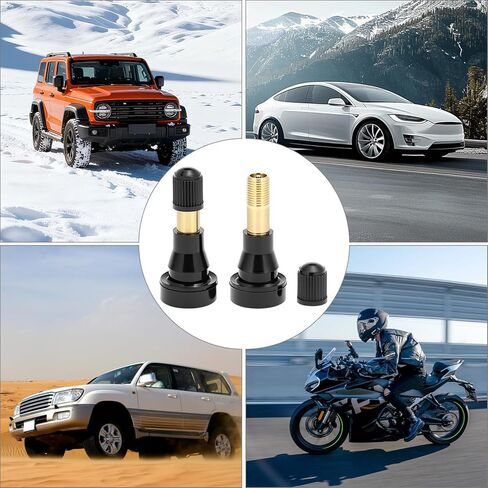 QWORK TR600HP ينبع صمام الإطارات عالي الضغط 50 قطعة، فتحة حافة 0.453 بوصة صمامات مطاطية شديدة التحمل مع ختم محكم من النحاس الأساسي للسيارات والشاحنات والمقطورات والدراجات النارية وRVs in Kuwait