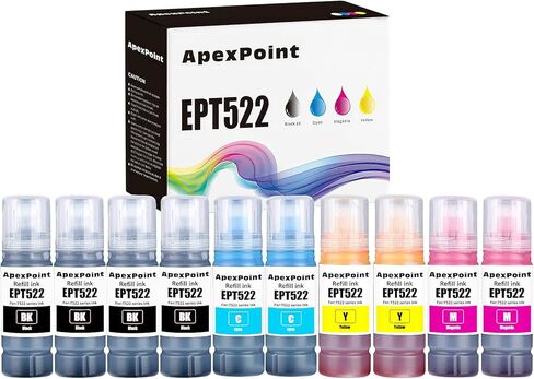 522 Ink Refill Bottles Compatible with: ET-1110, ET-1810, ET-2400, ET-2710, ET-2720, ET-2800, ET-2803, ET-2810, ET-2811, ET-2820, ET-2840, ET-4700, ET-4800, ET-4810 in Kuwait