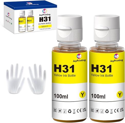 Ink Bottle Compatible with HP 31 Ink Bottle Set Yellow Work for HP Smart Tank 5000 5101 7602 6001 7301 5103 Smart Tank Plus 570 Smart Tank Plus 651 (2 x Yellow 100ML) in Saudi Arabia