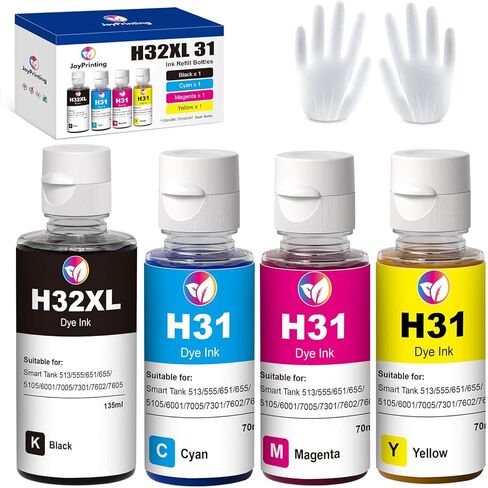Ink Bottle Compatible with HP 31 Ink Bottle Set Yellow Work for HP Smart Tank 5000 5101 7602 6001 7301 5103 Smart Tank Plus 570 Smart Tank Plus 651 (2 x Yellow 100ML) in Saudi Arabia
