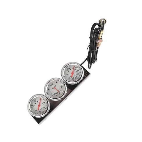 Universal 52mm Triple Gauge Kit, 3 in 1 Oil Pressure Water Temperature Ammeter Meter, with White Dial Red Hands for Most 12V Vehicles in Kuwait