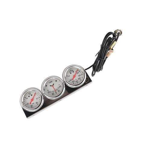 Universal 52mm Triple Gauge Kit, 3 in 1 Oil Pressure Water Temperature Ammeter Meter, with White Dial Red Hands for Most 12V Vehicles in Kuwait