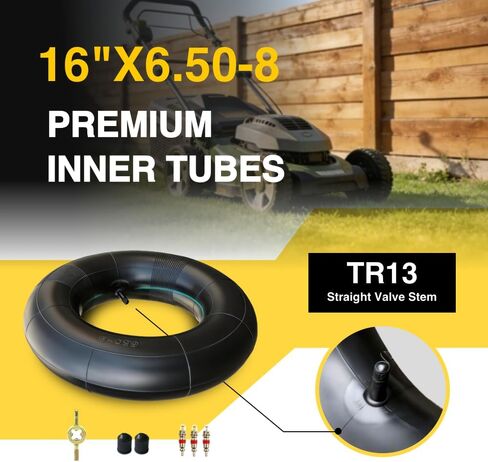 2-Pack Heavy Duty 16x6.50-8 Inner Tubes-TR13 Straight Valve Stem Premium Rubber Universal Replacement for Golf Cart,Lawn Mower, ractor, ATV,Snow Blower,Garden Trailer,Fit 16x7.50-8,16x650-8,16x750-8 in Kuwait