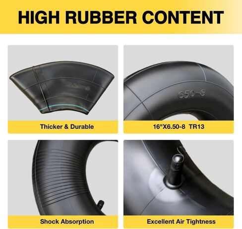 2-Pack Heavy Duty 16x6.50-8 Inner Tubes-TR13 Straight Valve Stem Premium Rubber Universal Replacement for Golf Cart,Lawn Mower, ractor, ATV,Snow Blower,Garden Trailer,Fit 16x7.50-8,16x650-8,16x750-8 in Kuwait