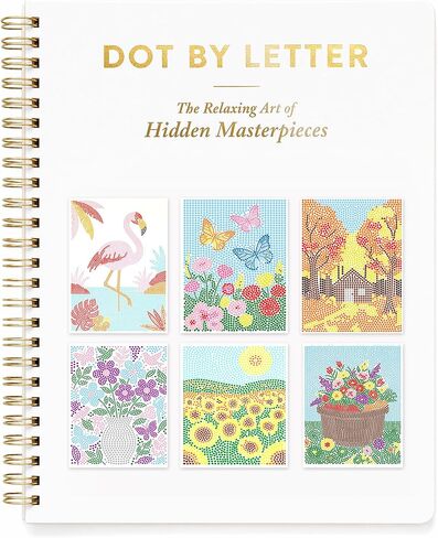 كتاب تلوين للكبار من Dot by Letter، فن نقطي للبالغين، 40 مجموعة فريدة من أنماط الحيوانات والزهور والمناظر الطبيعية (لا تشمل قلم التحديد) in Kuwait