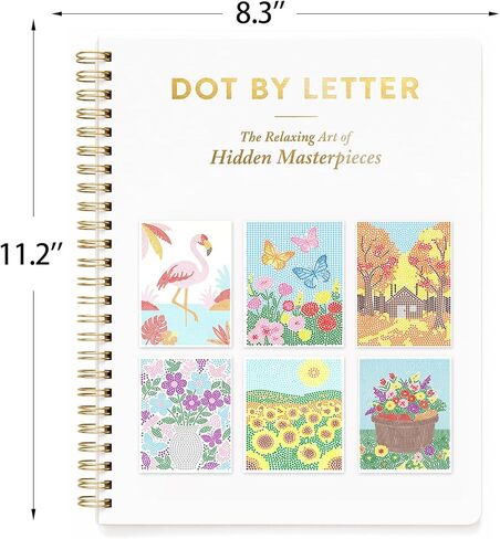 كتاب تلوين للكبار من Dot by Letter، فن نقطي للبالغين، 40 مجموعة فريدة من أنماط الحيوانات والزهور والمناظر الطبيعية (لا تشمل قلم التحديد) in Kuwait