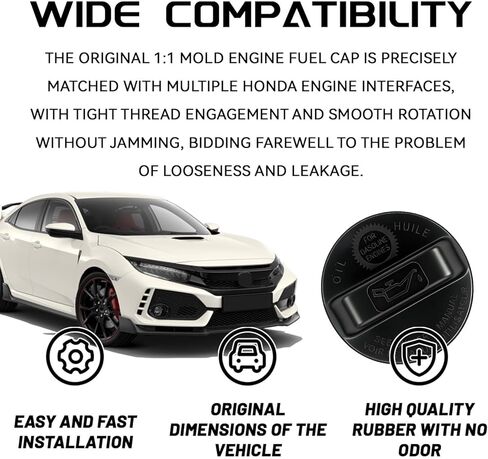 استبدال غطاء حشو زيت المحرك لغطاء زيت هوندا لـ 2003-2019 Civic، Accord، CR-V، Pilot، Odyssey، Fit، Acura MDX 2003-2018، TL 2004-2014 أغطية غاز المبرد OEM 15610-P5G-000، 15610-RAA-A01 in Kuwait