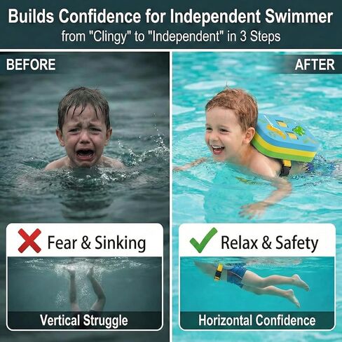 Swim Float Kids Back Belt: Pool Safe Dual-Lock Buckle 140lbs Pull-Tested - Zero Slip-Off Risk Trainer Bubble - 4-Layer Adjustable Buoyancy for Swimmers 3-12 Yrs Boys in Kuwait