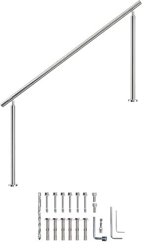 Hand Rails for Outdoor Steps – 54" L x 36" H 4-Step 304 Stainless Steel Railing Kit, Adjustable Step Railing for Concrete Steps & Porch Railing for Exterior Stairs in Kuwait