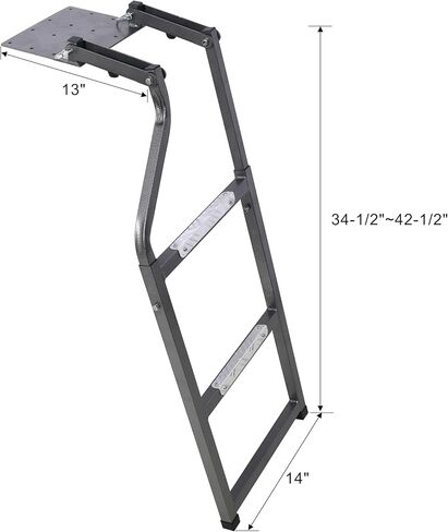 Pickup Truck Tailgate Ladder, Universal Fit, Aluminum Step Grip Plates, Rubber Ladder Feet, Reinforced Straps with Heavy-Duty Buckle, Extends to 42 1/2" in Kuwait