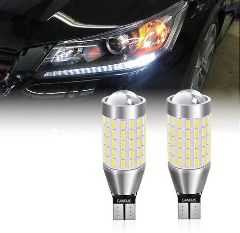 2x 921 912 T15 White LED Parking Light Bulbs (with Mini Projector) for 2013-2015 Honda Accord Sedan & Coupe, 6000K Super Bright W16W 360° 12V 5W 400% Brighter, Error-Free Plug and Play Replacement in Kuwait