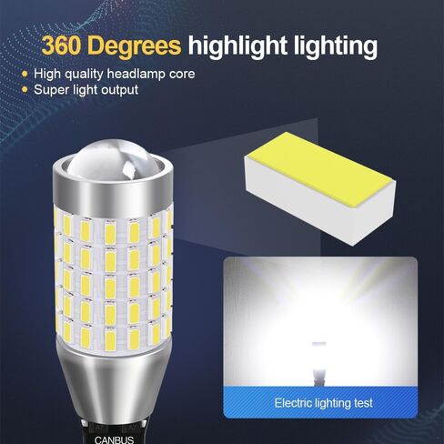 2x 921 912 T15 White LED Parking Light Bulbs (with Mini Projector) for 2013-2015 Honda Accord Sedan & Coupe, 6000K Super Bright W16W 360° 12V 5W 400% Brighter, Error-Free Plug and Play Replacement in Kuwait