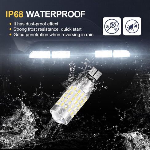 2x 921 912 T15 White LED Parking Light Bulbs (with Mini Projector) for 2013-2015 Honda Accord Sedan & Coupe, 6000K Super Bright W16W 360° 12V 5W 400% Brighter, Error-Free Plug and Play Replacement in Kuwait