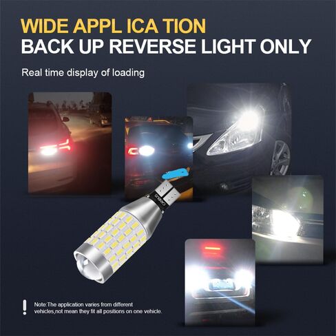 2x 921 912 T15 White LED Parking Light Bulbs (with Mini Projector) for 2013-2015 Honda Accord Sedan & Coupe, 6000K Super Bright W16W 360° 12V 5W 400% Brighter, Error-Free Plug and Play Replacement in Kuwait