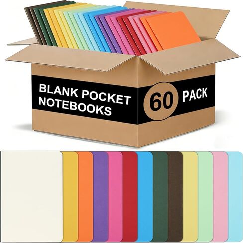 ZCZN 60 Pack Mini Pocket Notebooks Bulk, 3.5 X 5.5 Inches Mini Journals, 30 Sheets/60 Pages, Colorful Cover Notepads for Writing, Planing, Work, Memo (60, Lined) in Kuwait