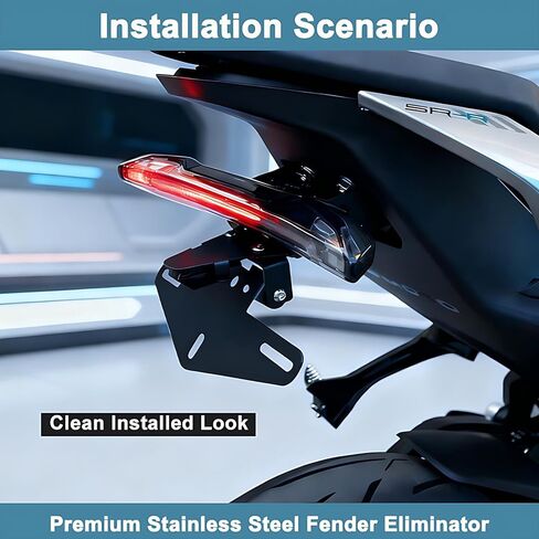 مزيل الحاجز القابل للتدوير لـ CFMOTO 675SS/675SS-R/675NK (2024-2025) - دعامة لوحة ترخيص من الفولاذ المقاوم للصدأ (قطع بالليزر وطلاء مسحوق) in Kuwait