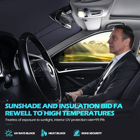 FLORICH Car Windshield Sunshade Reflective Car Sun Protection Blocks 99% Heat & Keeps Interior Cool Foldable Sun Visor Cover Universal Fits Cars, SUVs, Trucks Accessories for Summer 59"x33" in Kuwait