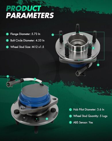 SCITOO 1 x Front Wheel Bearing and Hub Assembly 2003-2007 for Cadillac CTS,2005-2011 for Cadillac STS,W/ABS 5-Lug 513186 2.8L 3.2L 3.6L 4.6L in Kuwait