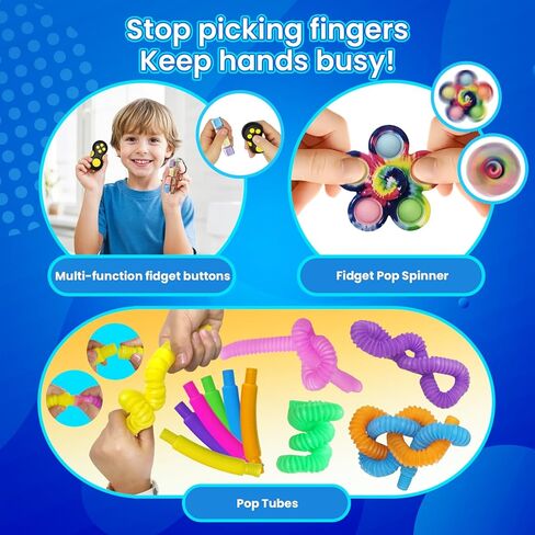 Sensory Toys 25 Pack with Visual Auditory Tactile Fidget Toys for Kids Adults Autism ADHD, Focus Calming Set for Classroom Calm Down Corner Office Desk, Travel Party Favors Gifts in Kuwait