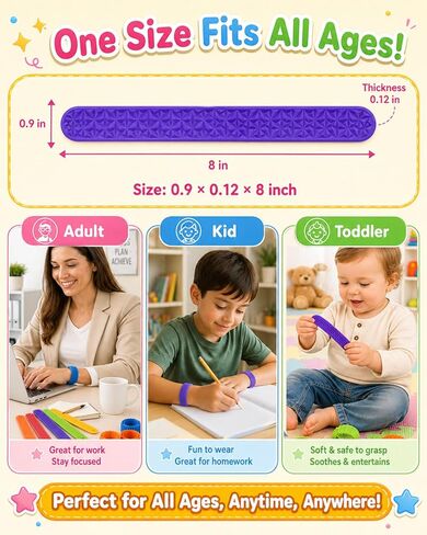 32 Pack Fidget Toys Bulk for Kids: Textured Slap Bracelets, Classroom Rewards, Party Favors, Goodie Bag Stuffers, Travel Toys, Wearable Sensory Toys for Autism ADHD, Birthday Gifts for Boys Girls in Kuwait