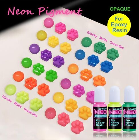 Neon Pigment for Epoxy Resin, 12 Colors Opaque UV Reactive Fluorescent Liquid Resin Pigment Set, 10ml Each Highly Concentrated Resin Coloring Dye for Resin Casting, Jewelry Making, Art Crafts in Kuwait