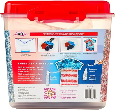 Tulip One-Step Tie-Dye USA Party Mega Value Kit, 74-Piece - Patriotic Red White & Blue Tie Dye Set for Fourth of July & Memorial Day in Kuwait