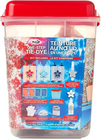Tulip One-Step Tie-Dye USA Party Mega Value Kit, 74-Piece - Patriotic Red White & Blue Tie Dye Set for Fourth of July & Memorial Day in Kuwait