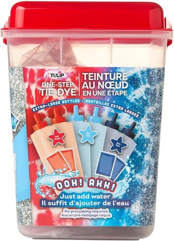 Tulip One-Step Tie-Dye USA Party Mega Value Kit, 74-Piece - Patriotic Red White & Blue Tie Dye Set for Fourth of July & Memorial Day in Kuwait