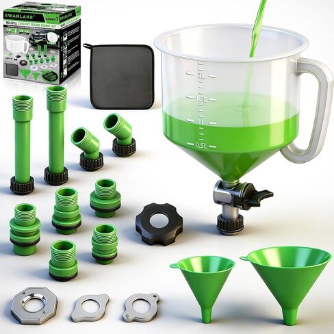 طقم قمع زيت المحرك مكون من 20 قطعة، مجموعة قمع زيت 1.59QT/1.5L مع 12 محولًا، مضخة خرطوم سيفون، منشفة، تركيب الكوع، شاشة سهم وصينية خطافات تخزين مغناطيسية، متوافقة مع GM/Ford/BMW/Audi إلخ. in Kuwait