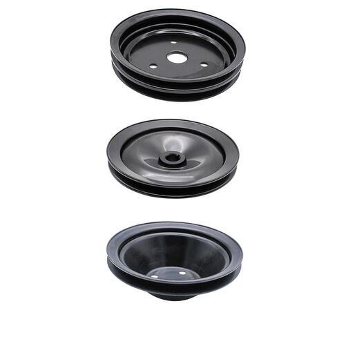 3Pcs Black Steel 1 Groove Power Steering Pump Pulley; 2 Groove Crankshaft Pulley; 1 Groove Water Pump Pulley Compatible with Small Block Chevy SBC 350 Short Water Pump in Kuwait