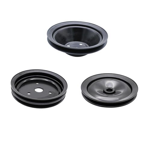 3Pcs Black Steel 1 Groove Power Steering Pump Pulley; 2 Groove Crankshaft Pulley; 1 Groove Water Pump Pulley Compatible with Small Block Chevy SBC 350 Short Water Pump in Kuwait