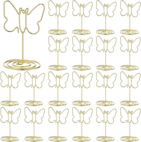 50 Pcs Gold Table Number Holders, Butterfly Place Card Holders with Sturdy Metal Wire Clip Base, Elegant Picture Stands for Wedding, Party, Events, Banquet & Buffet in Kuwait