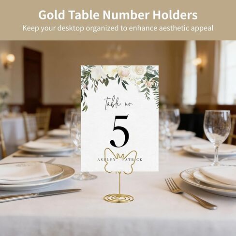 50 Pcs Gold Table Number Holders, Butterfly Place Card Holders with Sturdy Metal Wire Clip Base, Elegant Picture Stands for Wedding, Party, Events, Banquet & Buffet in Kuwait