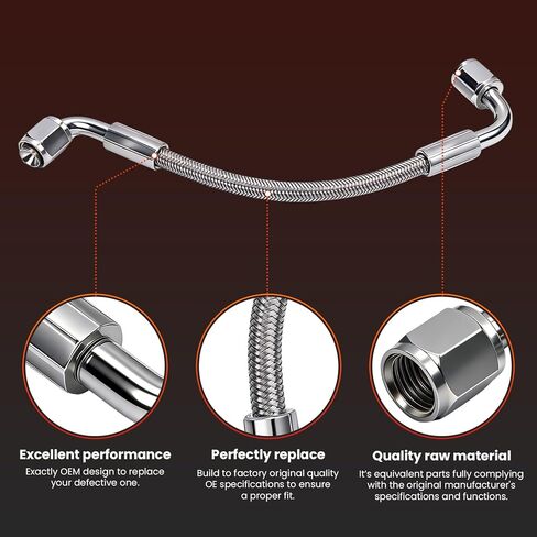 Heavy Duty Braided Vacuum Pump Feed Hose Compatible with 1998.5-2002 Ram 2500 3500 5.9L 24V Cummins Replaces DD-59L-VPOL in Kuwait