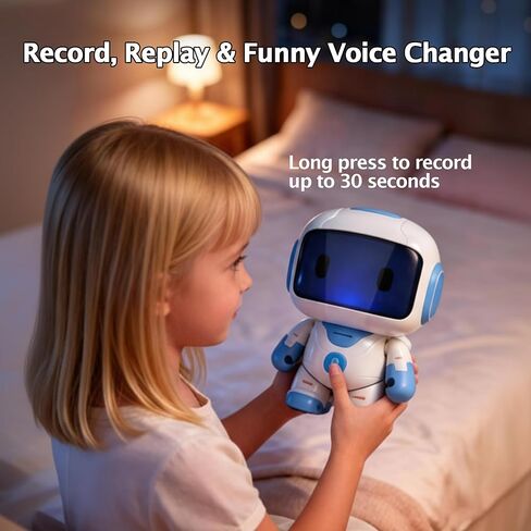 Interactive Learning Robot Toy for Kids Ages 3–6, Button-Based Programming, Touch Light Effects, Music & Dancing, Record & Voice Changer, Rechargeable Preschool Educational Toy (Blue) in Kuwait