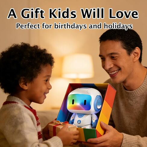 Interactive Learning Robot Toy for Kids Ages 3–6, Button-Based Programming, Touch Light Effects, Music & Dancing, Record & Voice Changer, Rechargeable Preschool Educational Toy (Blue) in Kuwait